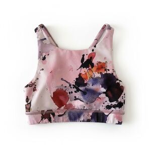 Zella Girl Strappy Back Sports Bra XS 5/6 Pink Purple Gymnastics Dance Training